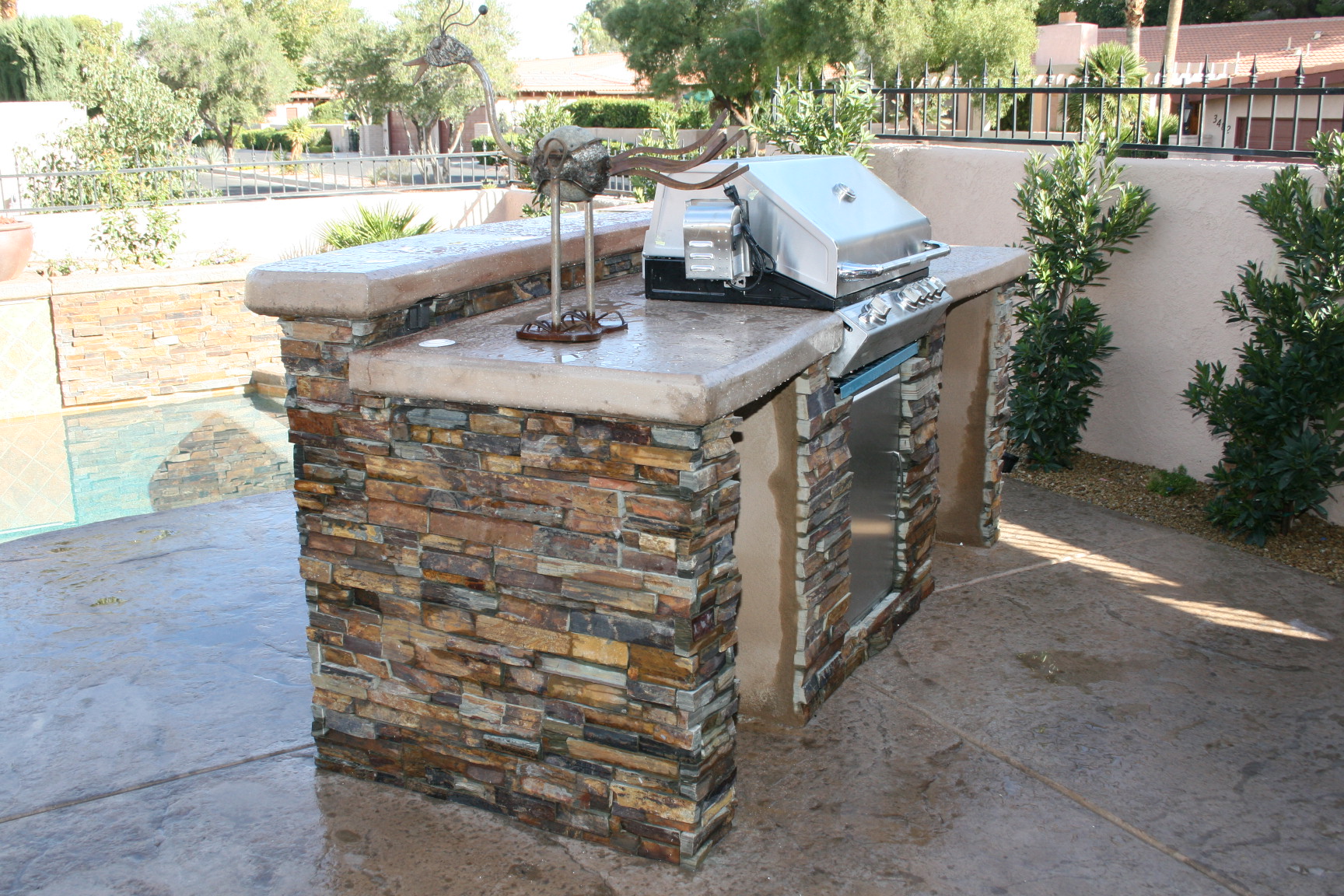 Outdoor Kitchen with Concrete Countertop
